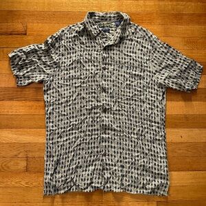 Campia Easy Care Mens Medium Short Sleeve Shirt 100% Rayon Diamond Print